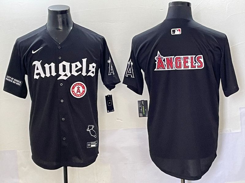 Men 2025 Los Angeles Angels Blank Black Five generations Joint Name Nike MLB Jersey style 13